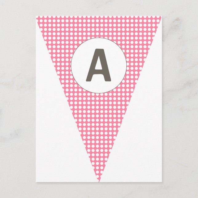 Carte Postale Fun Polkadot rose personnalisable Drapeau Bunting (Devant)