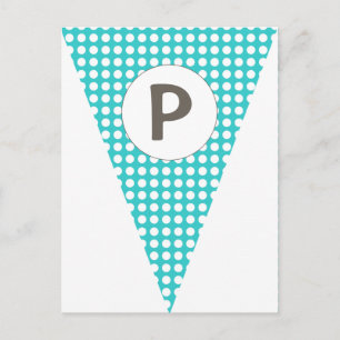 Carte Postale Fun Polkadot Turquoise personnalisable Drapeau Bun