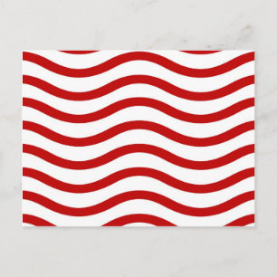Carte Postale Fun Red and White Wavy Lines Stripes Cadeaux Motif