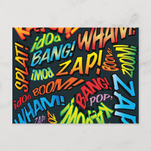 Carte Postale Fun Retro Comédie Livre Pop Art Sons