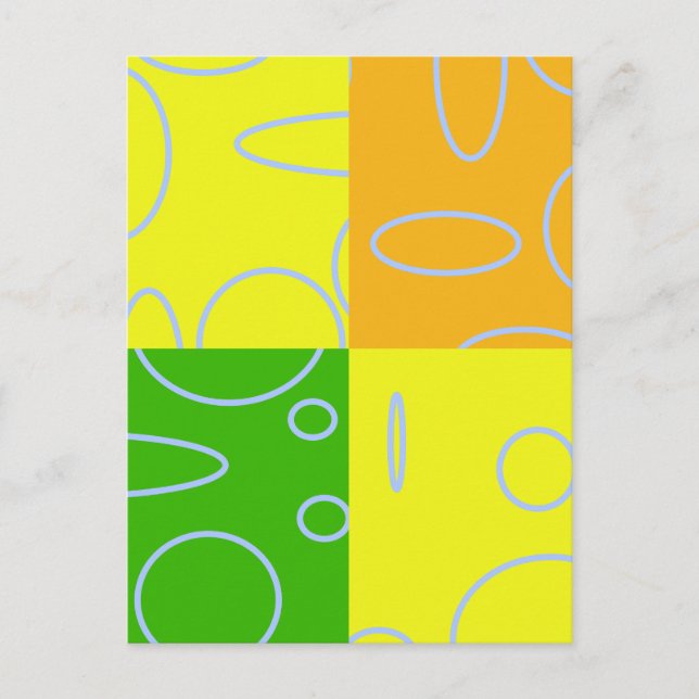 Carte Postale Fun Retro Quad Jaune Vert Orange Géométrique (Devant)