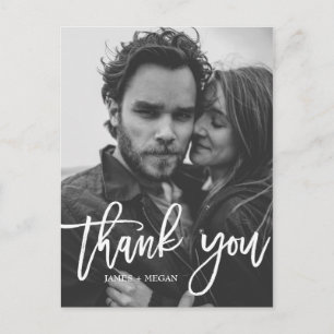 Carte Postale Fun Script Calligraphie Mariage photo Merci I