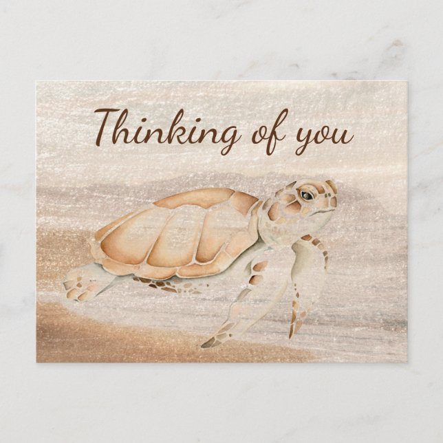 Carte Postale Fun Sea Turtle Cute Animal Art Penser à vous (Devant)