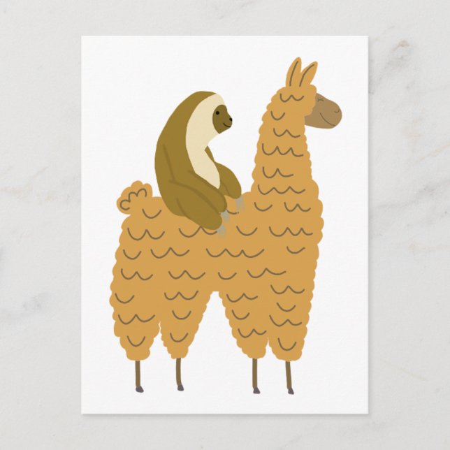 Carte Postale Fun Sloth Riding a Llama (Devant)