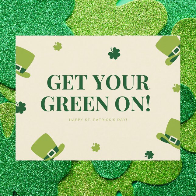 Carte Postale Fun St Patrick's Day avec Shamrock et Casquette (Créateur téléchargé)