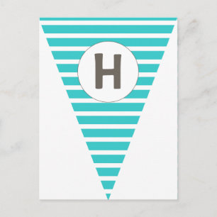 Carte Postale Fun Stripe Turquoise Blanc Personnalisable Drapeau