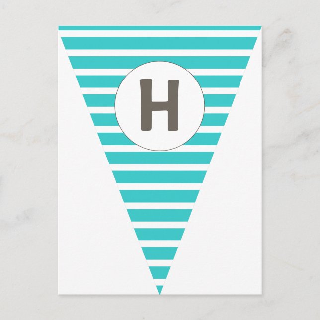 Carte Postale Fun Stripe Turquoise Blanc Personnalisable Drapeau (Devant)