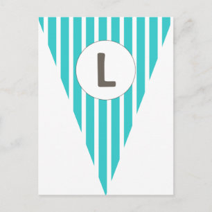 Carte Postale Fun Stripe Turquoise Blanc Personnalisable Drapeau