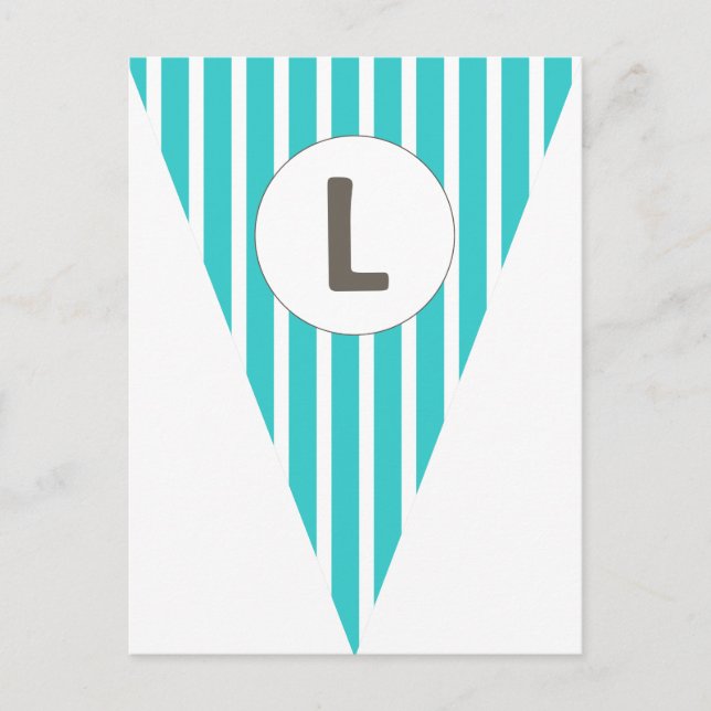 Carte Postale Fun Stripe Turquoise Blanc Personnalisable Drapeau (Devant)