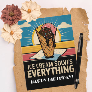 Carte Postale Fun Vintage Retro Ice Cream Cone, Anniversaire