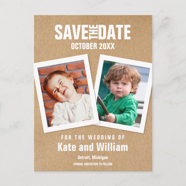 Carte Postale Fun Your Child Photos Save the Date Rustic (Devant)
