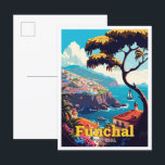 Carte Postale Funchal Portugal Voyage Vintage Illustration<br><div class="desc">Funchal Portugal Travel Art Illustration Vintage</div>