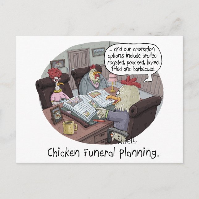 Carte Postale Funérailles de poulet amusantes Planification avec (Devant)