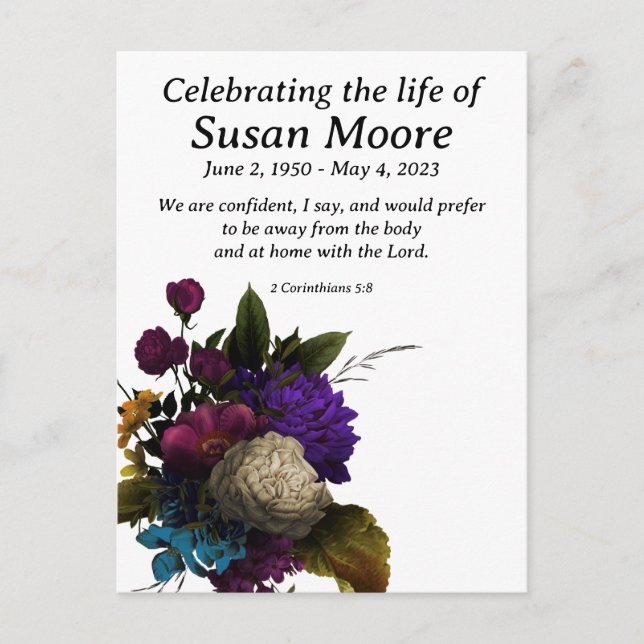 Carte Postale Funérailles Fleurales Sombres (Devant)