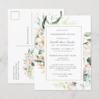 Carte postale funéraire de célébration de vie flor