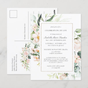 Carte postale funéraire de célébration de vie flor