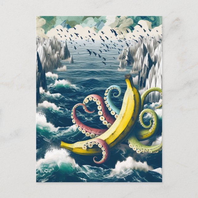Carte Postale Funky Banana Surreal Octopus (Devant)