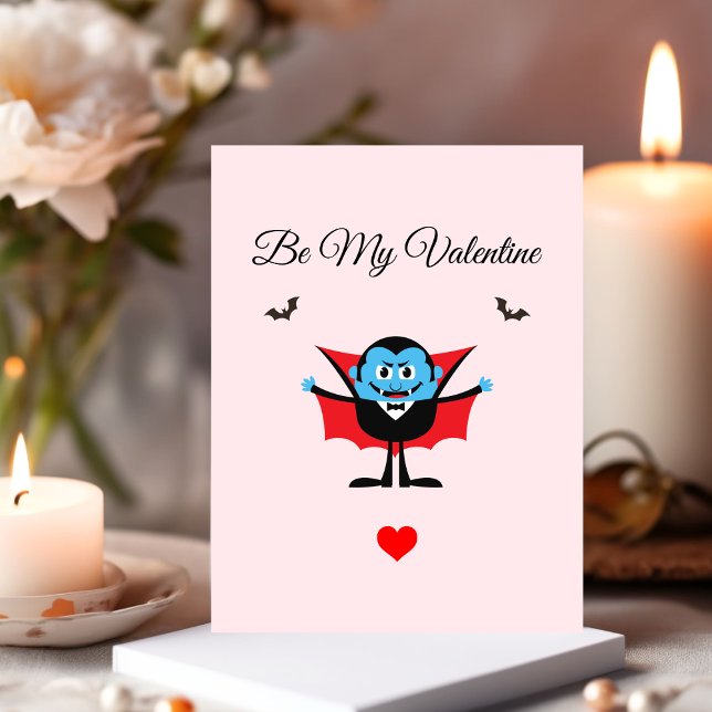 Carte Postale Funky Be My Valentine Cartoon Vampire Bat (Créateur téléchargé)