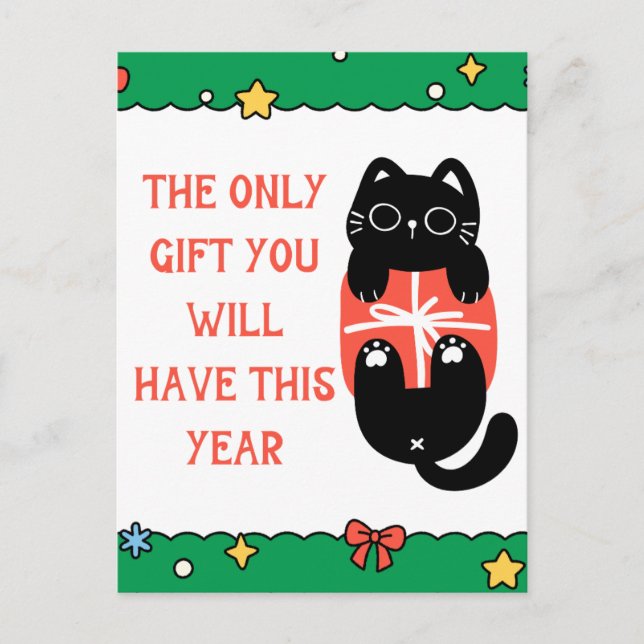 Carte Postale Funky Black Cat Christmas Tree (Devant)