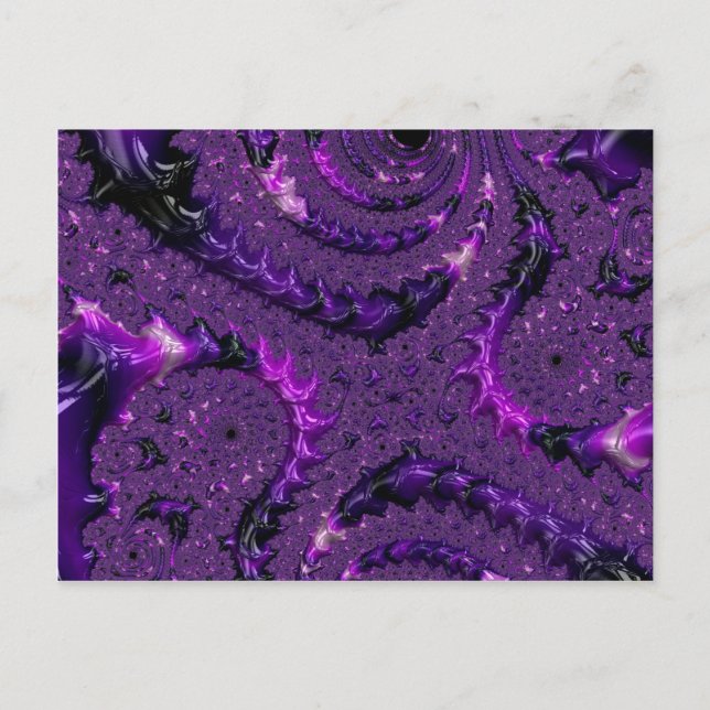 Carte Postale Funky Bold Bohème Violet Abstrait Fractal Numériqu (Devant)