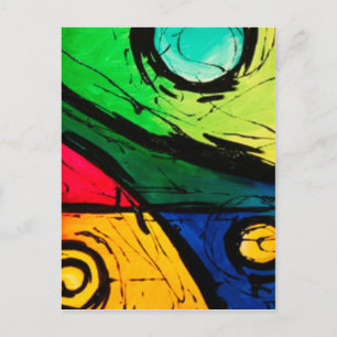 Carte Postale Funky Bright Colors Abstract Art