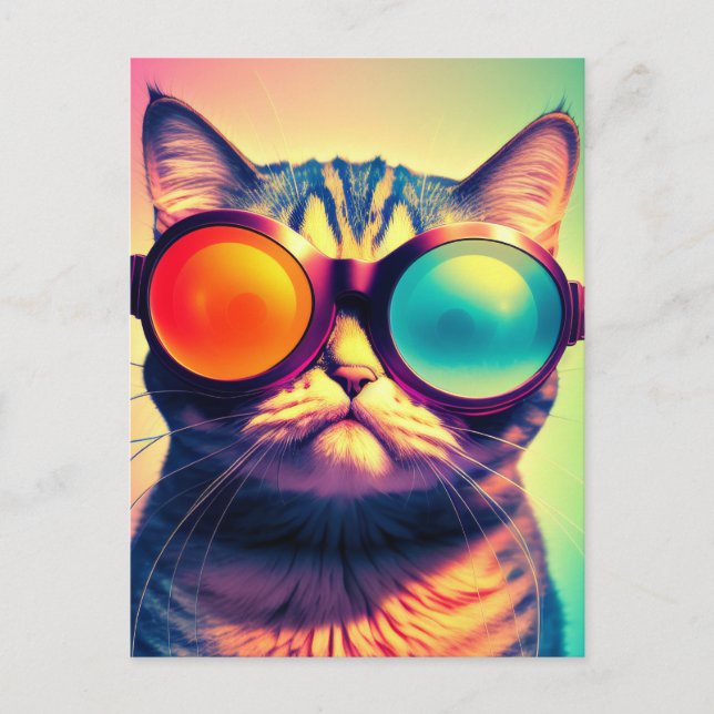 Carte Postale Funky Cat's Psychedelic Acid Dream World (Devant)