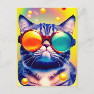 Carte Postale Funky Cat's Psychedelic DMT Adventure