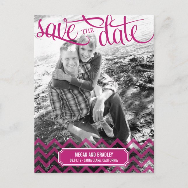 Carte postale Funky Couple Save The Date - Rose Cl (Devant)
