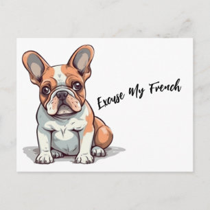 Carte Postale Funky French Bulldog Excusez Mon Français