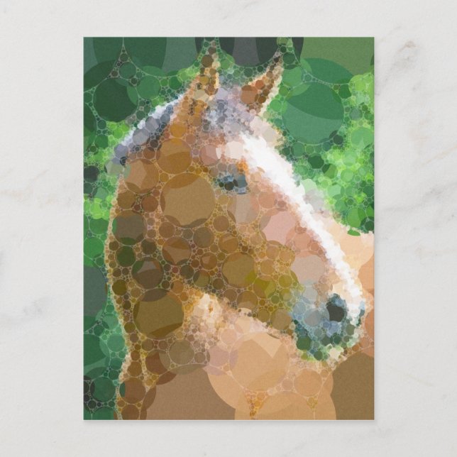 Carte Postale Funky Horse Circles Bulles Art Moderne (Devant)