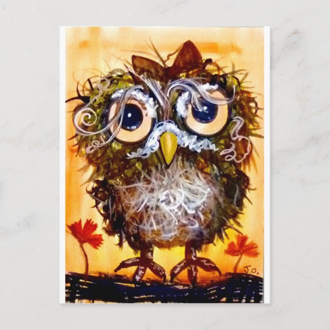 Carte Postale Funky owl girl (Devant)