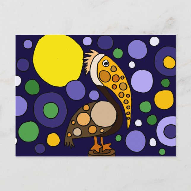 Carte Postale Funky Pelican et Circles Beach Art (Devant)