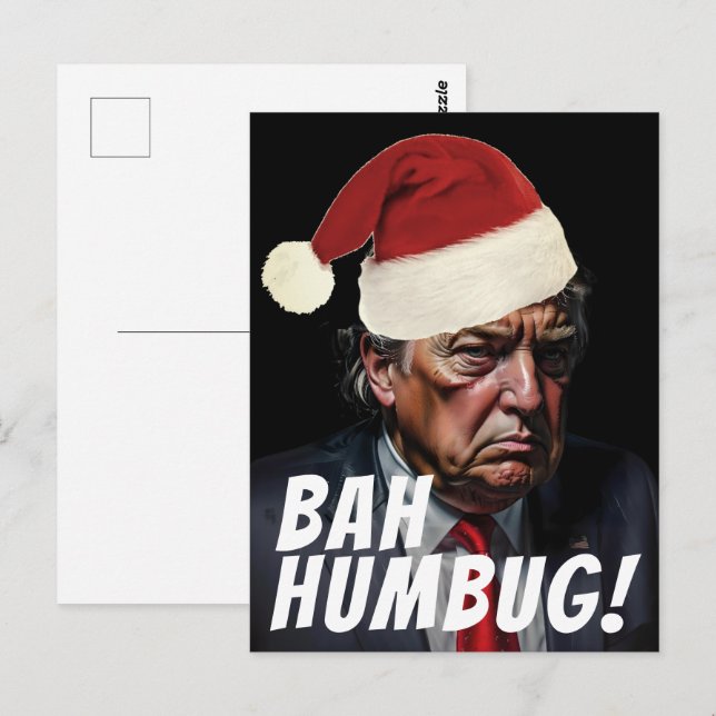 Carte Postale Funky Red Santa Hat Trump Vilain Noël (Devant / Derrière)
