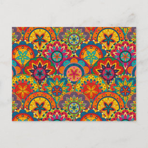 Carte Postale Funky Retro couleur Motif Mandala