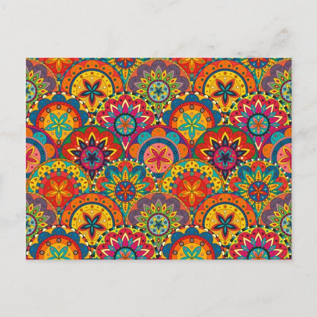 Carte Postale Funky Retro couleur Motif Mandala (Devant)