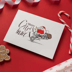Carte Postale Funky Santa Claus Motorcycle Biker Joyeux Noël