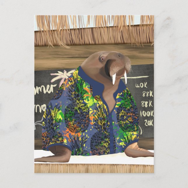 Carte Postale Funky Tropical Hawaiian Walrus Marine Life (Devant)