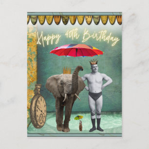 Carte Postale Funky Vintage Strongman 40e anniversaire