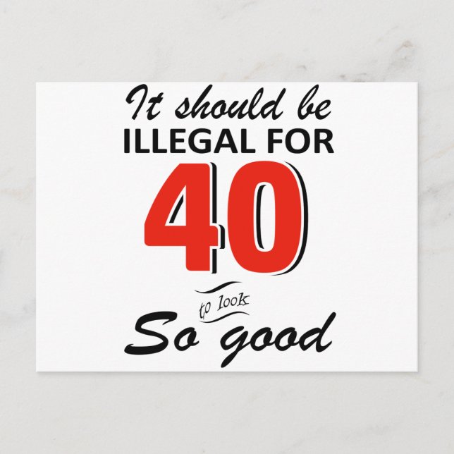 Carte Postale Funny 40th year old birthday designs (Devant)
