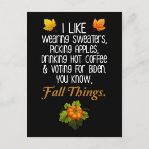 Carte Postale Funny Automne 2024 Novembre Élection Pro-Biden