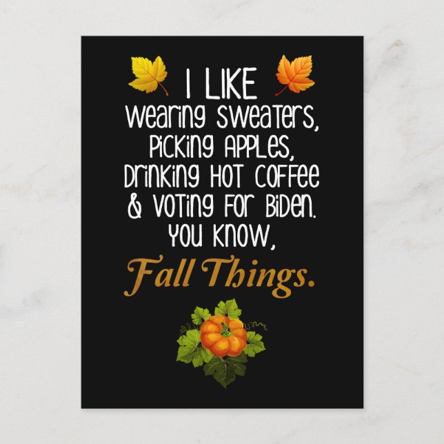 Carte Postale Funny Automne 2024 Novembre Élection Pro-Biden (Devant)