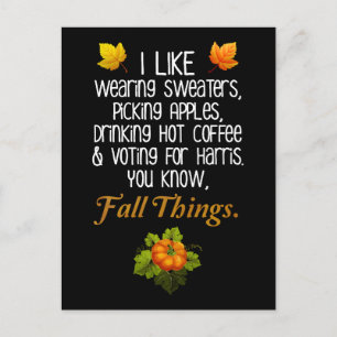 Carte Postale Funny Automne 2024 Novembre Élection Pro-Harris
