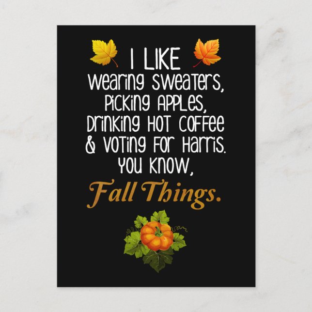 Carte Postale Funny Automne 2024 Novembre Élection Pro-Harris (Devant)