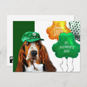 Carte Postale Funny Basset Hound St. Patrick's Day Postcard