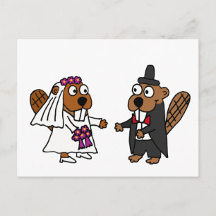 Carte Postale Funny Beaver Bride et Mariage de chambre