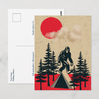 Carte Postale Funny Bigfoot Birthday Vintage Camping Moon Forest