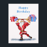 Carte Postale Funny Birthday Card Bodybuilder Père Noël avec cad<br><div class="desc">Cartes d'Anniversaire Joyeuses - Bodybuilder Santa Claus avec Cadeaux - Fun Cartoon Peinture Funny Collection - Choisissez / Ajoutez Votre Unique Texte / Nom / Couleur - Faites Votre Cadeau Spécial - Redimensionnez et déplacez ou supprimez et ajoutez des éléments / du texte avec l'outil de personnalisation ! Peinture et...</div>