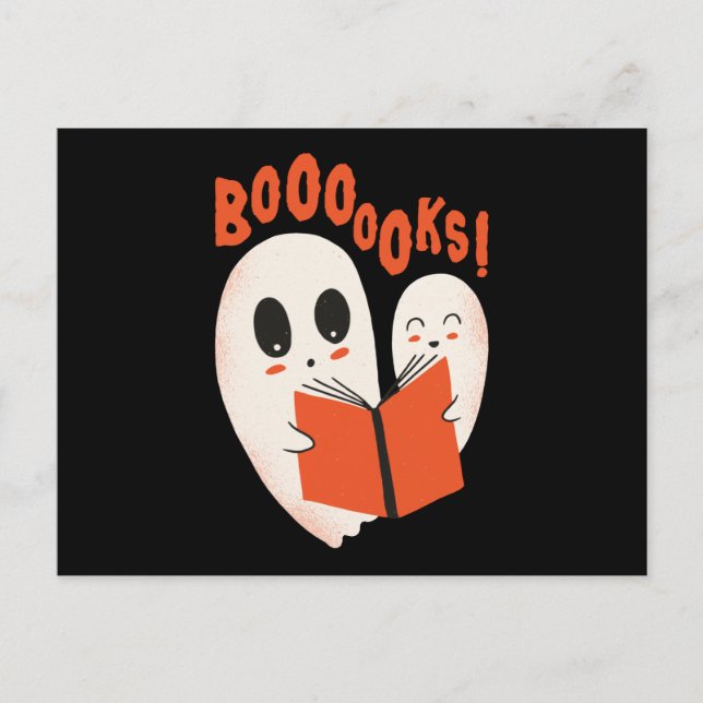Carte Postale Funny Bookworm Ghost Halloween Costume Booooks (Devant)
