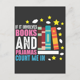 Carte Postale Funny Bookworm Pyjama et l'auteur du livre