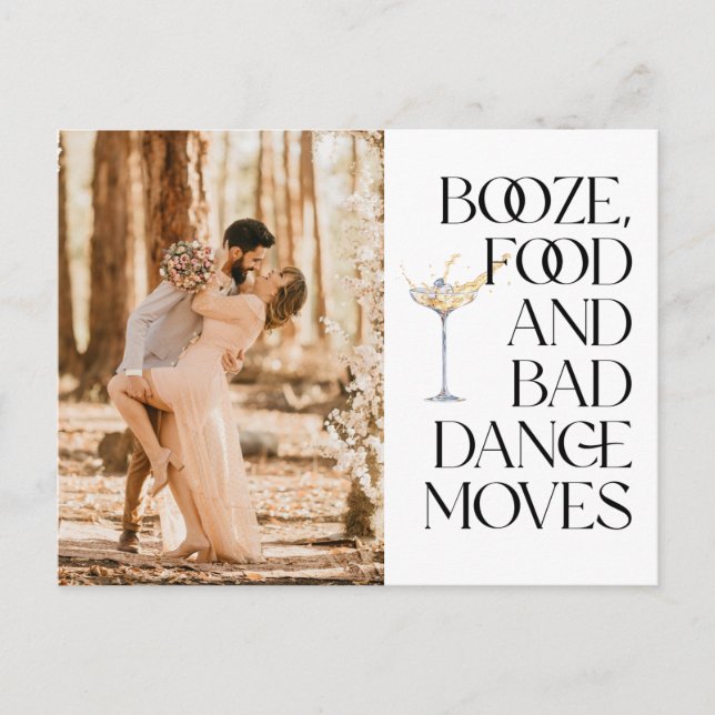 Carte Postale Funny Booze Food Bad Dance Moves Save the Date (Devant)